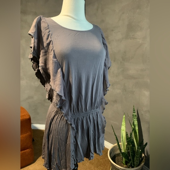 Promod Charcoal Ruffle Blouse - Picture 2 of 7